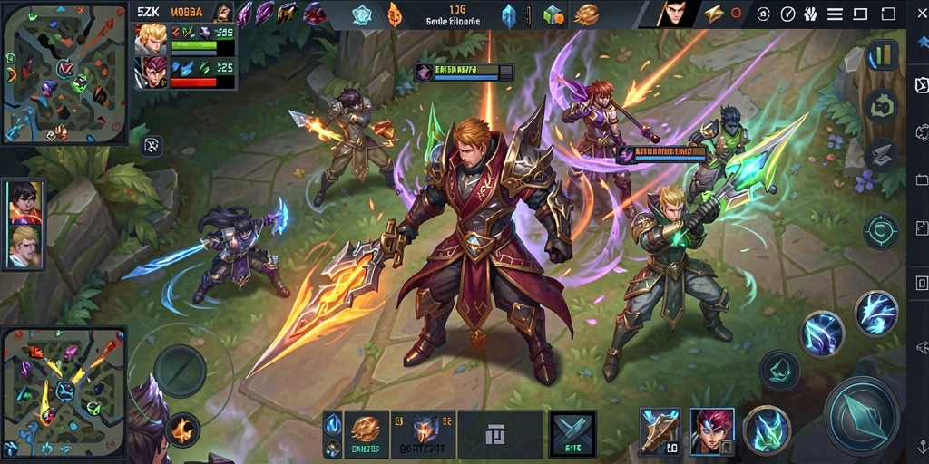 Screenshot gameplay 5ZK menampilkan pertarungan tim yang seru.