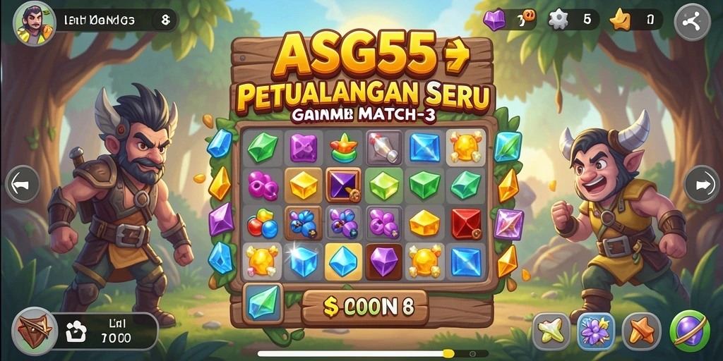 Screenshot utama ASG55 menampilkan aksi mencocokkan objek di level menantang.