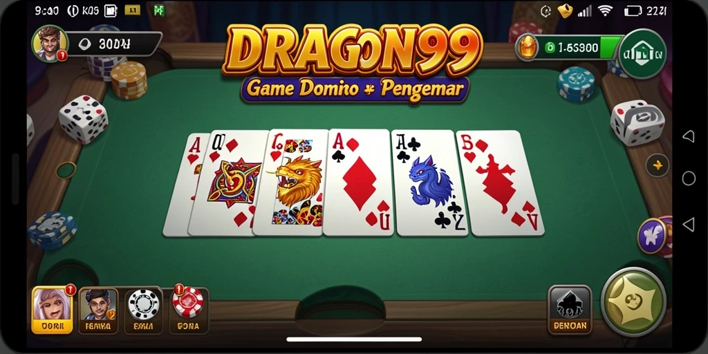 Screenshot menunjukkan gameplay seru dari DRAGON99 yang melibatkan pemain dalam permainan Domino.