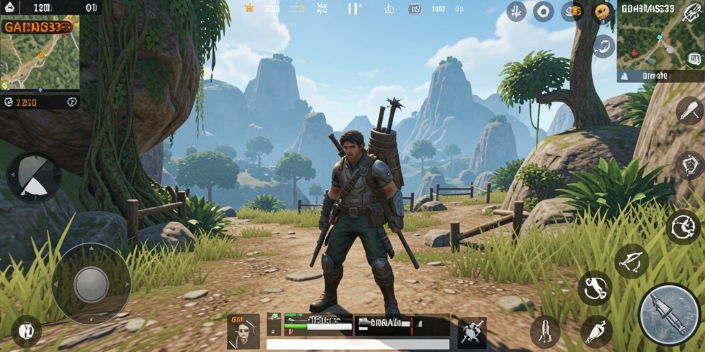Screenshot dari gameplay <strong>GANAS33</strong> yang menampilkan eksplorasi dunia terbuka.
