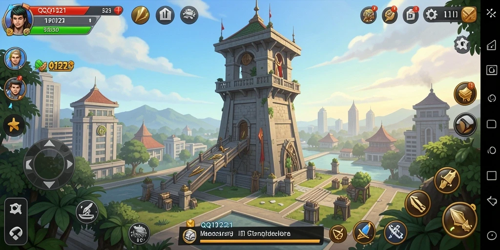 Screenshot utama QQ1221 menampilkan aksi seru gameplay Tower Defense.