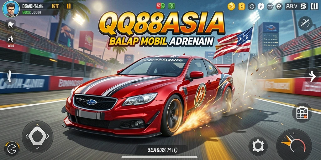 Tampilan gameplay balap mobil yang mengasyikkan di QQ88ASIA.