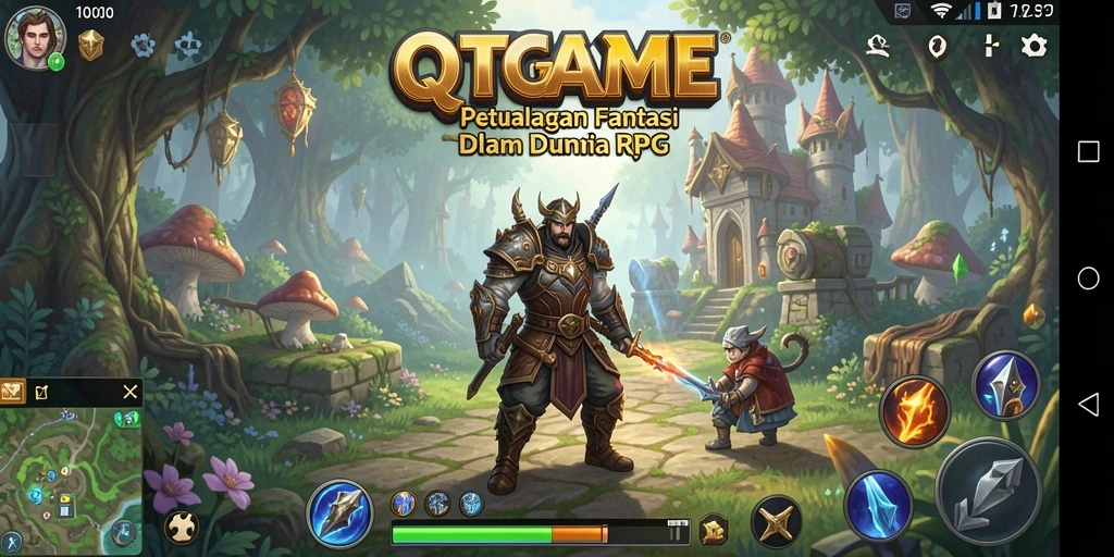 Screenshot gameplay QTGAME menampilkan petualangan RPG yang mendebarkan.