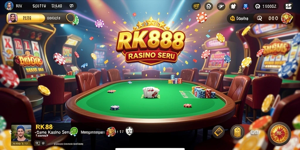 Screenshot gameplay RK88 menampilkan suasana kasino yang hidup.