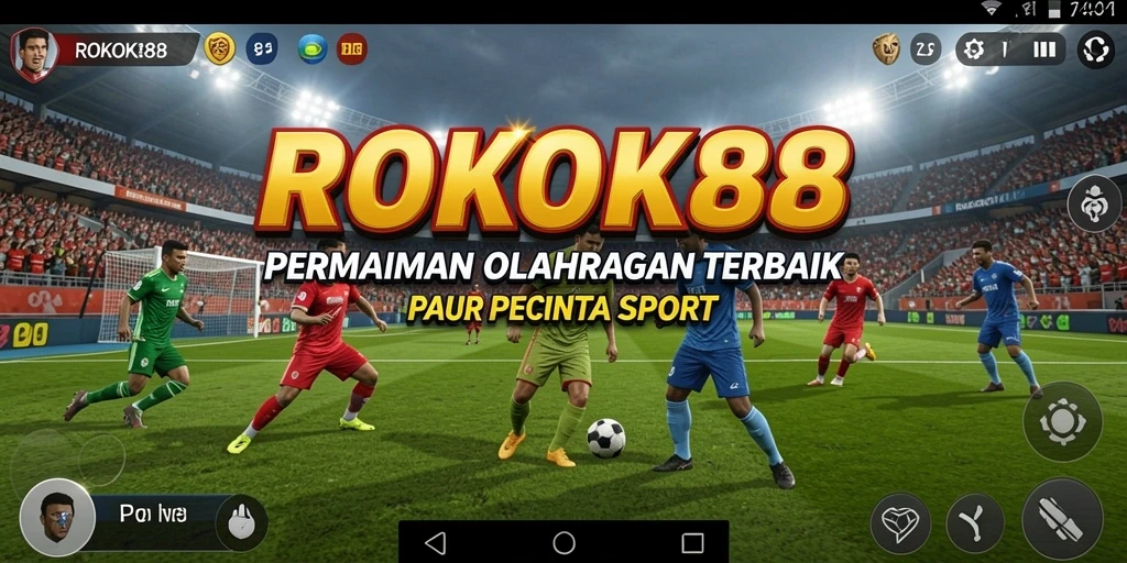 Screenshot utama menunjukkan gameplay menarik dari ROKOK88 dengan aksi olahraga.