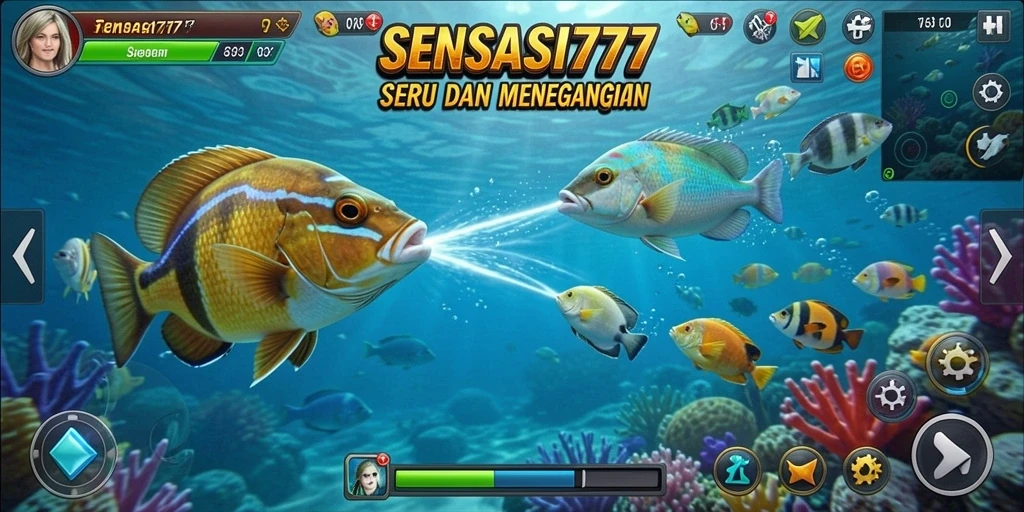 Tampilan gameplay menarik dari SENSASI777 saat berburu ikan.