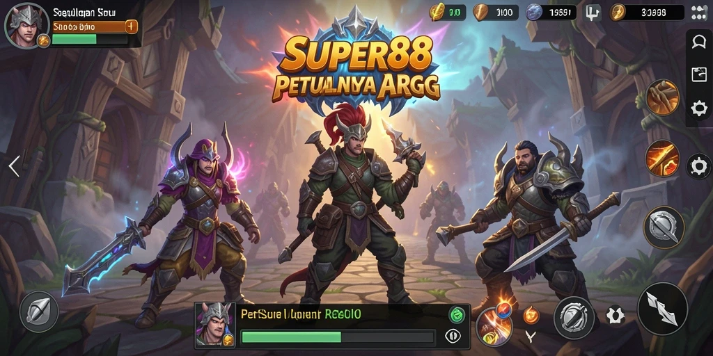 Screenshot gameplay SUPER88 yang menunjukkan pertarungan epik ARPG.