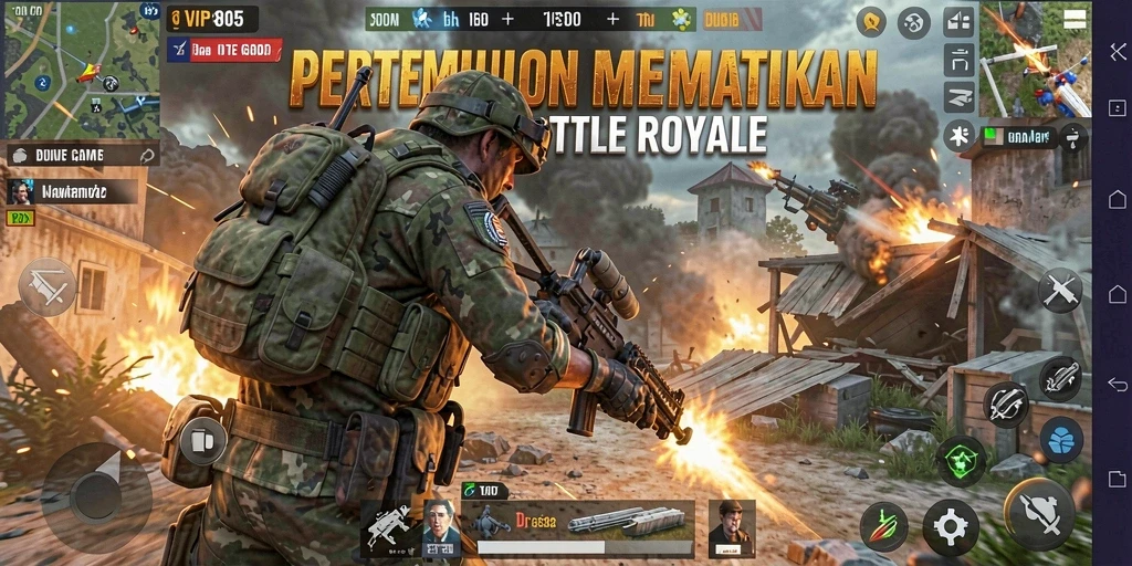 Tampilan gameplay VIP805 yang mendebarkan dalam pertempuran Battle Royale.